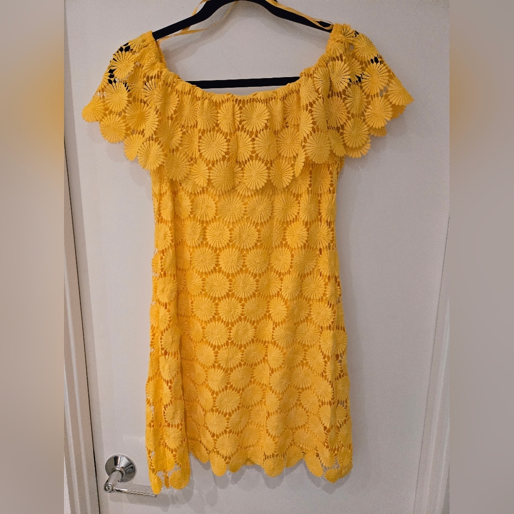 Trina Turk Sunflower Yellow Lace Mini Dress